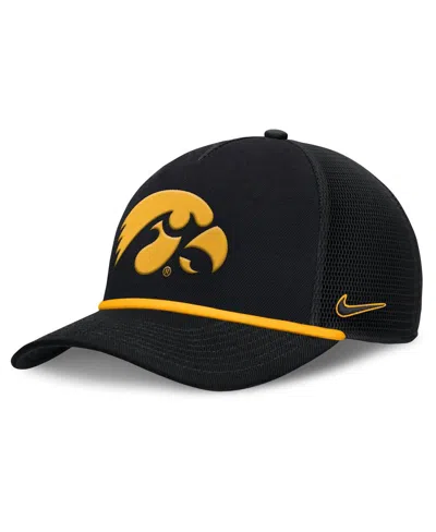 NIKE MEN'S BLACK IOWA HAWKEYES RISE PRIMETIME TRUCKER ADJUSTABLE HAT