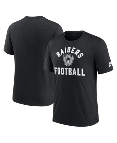 NIKE MEN'S BLACK LAS VEGAS RAIDERS FAVORABLE TIMELINE TRI-BLEND T-SHIRT