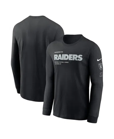 NIKE MEN'S BLACK LAS VEGAS RAIDERS PLAY TO WIN ESSENTIAL LONG SLEEVE T-SHIRT