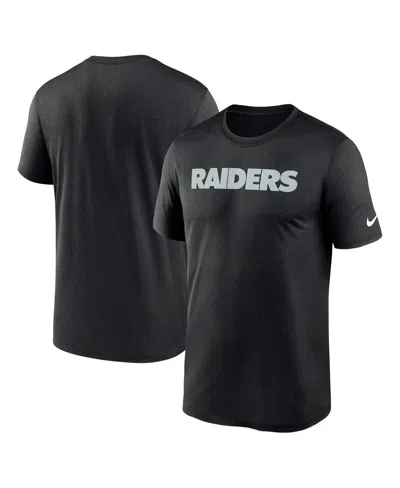 NIKE MEN'S BLACK LAS VEGAS RAIDERS PRIMETIME LEGEND WORDMARK PERFORMANCE T-SHIRT