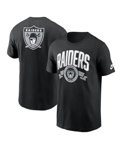 NIKE MEN'S BLACK LAS VEGAS RAIDERS REWIND FRONT AND BACK HIT ESSENTIAL T-SHIRT