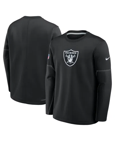 Nike Men's Black Las Vegas Raiders Sideline Coaches Midweight Therma-fit Sweatshirt