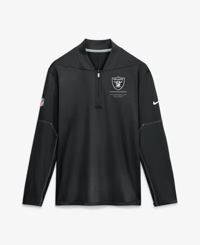 Nike Men's Black Las Vegas Raiders Sideline Dri-fit Half-zip Pullover Sweatshirt