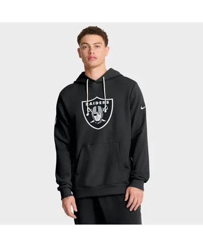NIKE MEN'S BLACK LAS VEGAS RAIDERS SIDELINE STANDARD ISSUE INITIAL HOME DRI-FIT HOODIE
