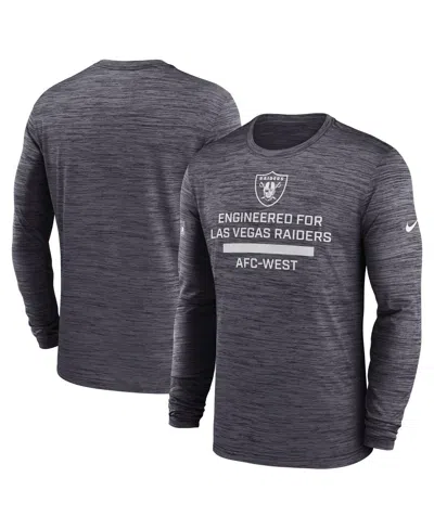 NIKE MEN'S BLACK LAS VEGAS RAIDERS SIDELINE VELOCITY PERFORMANCE LONG SLEEVE T-SHIRT