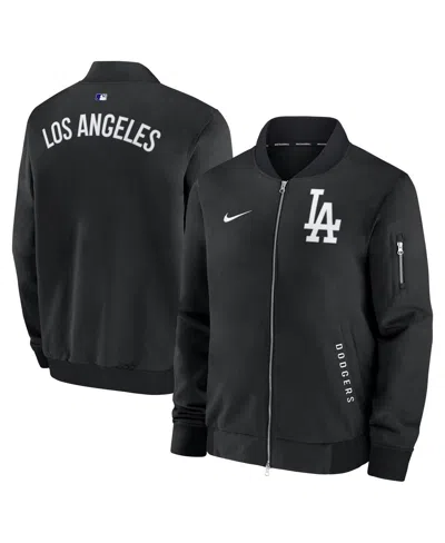 Nike Men's Black Los Angeles Dodgers Authentic Collection Dugout Full-zip Bomber Jacket