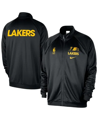 Nike Men's Black Los Angeles Lakers Courtside Pique Club Full-zip Track Jacket