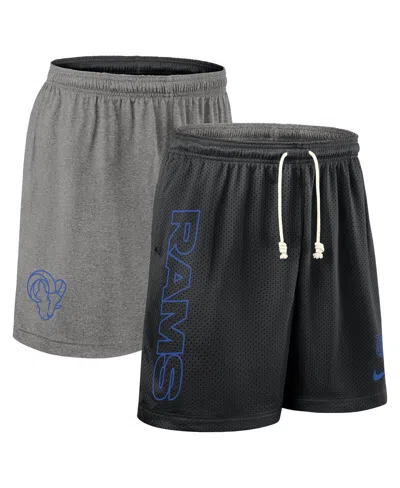 NIKE MEN'S BLACK LOS ANGELES RAMS SIDELINE REVERSIBLE PERFORMANCE SHORTS