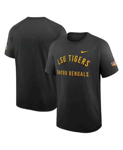 Nike Men's Black Lsu Tigers Ready Raglan Premium Performance T-shirt In Gray