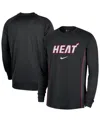 Nike Men's Black Miami Heat 2025/26 Authentic Pre-game Legend Dri-fit Long Sleeve Shooting Shirt In Black