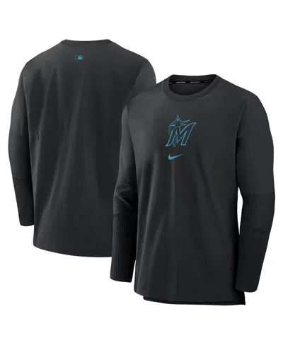 Nike Men's Black Miami Marlins Authentic Collection Player Performance Pullover Sweatshirt