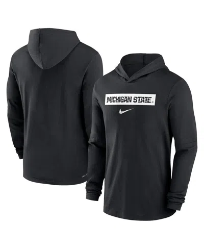 Nike Men's Black Michigan State Spartans Sideline Hoodie Performance Long Sleeve T-shirt
