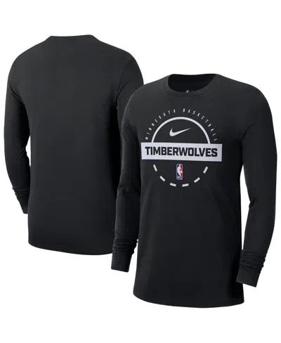 Nike Men's Black Minnesota Timberwolves Authentic Long Sleeve Practice T-shirt