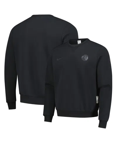 Nike Men's Black Minnesota Timberwolves Authentic Standard Issue Travel Dri-fit Pullover Sweatshirt