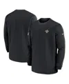 Nike Men's  Black New Orleans Saints 2023 Sideline Throwback Heavy Brushed Waffle Long Sleeve T-shirt In Black