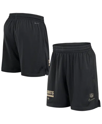 NIKE MEN'S BLACK NEW ORLEANS SAINTS 2024 SIDELINE PERFORMANCE MESH SHORTS