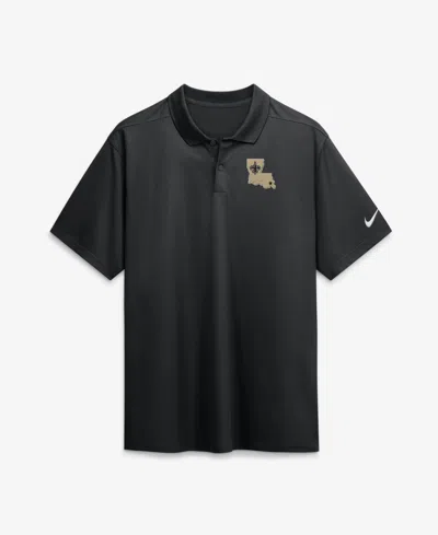 Nike Men's Black New Orleans Saints Heritage Roots Victory Dri-fit Polo Shirt