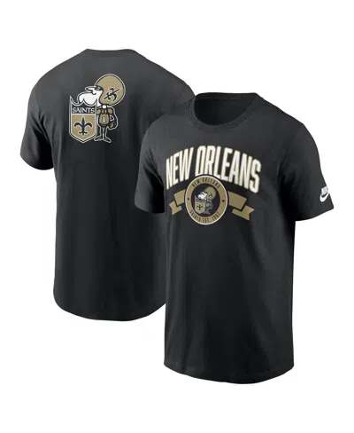 NIKE MEN'S BLACK NEW ORLEANS SAINTS REWIND FRONT AND BACK HIT ESSENTIAL T-SHIRT