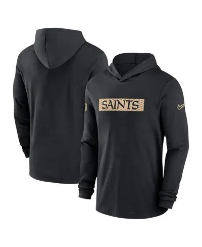 Nike Men's Black New Orleans Saints Sideline Hoodie Performance Long Sleeve T-shirt