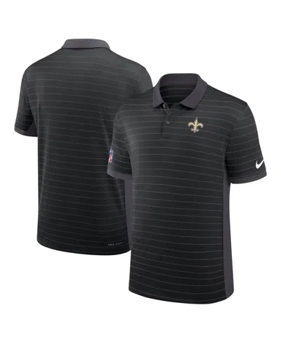 Nike Men's Black New Orleans Saints Sideline Victory Stripe Dri-fit Polo Shirt