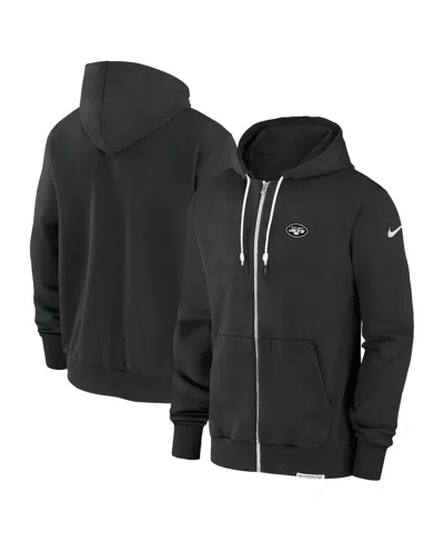 Nike Men's Black New York Jets Sideline Performance Full-zip Hoodie Sweatshirt
