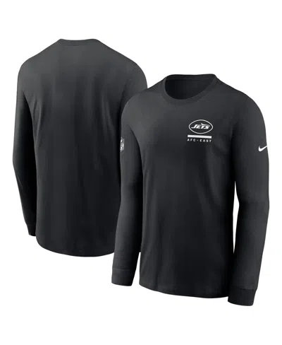 NIKE MEN'S BLACK NEW YORK JETS SIDELINE PERFORMANCE LONG SLEEVE T-SHIRT