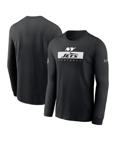 NIKE MEN'S BLACK NEW YORK JETS SIDELINE PERFORMANCE LONG SLEEVE T-SHIRT