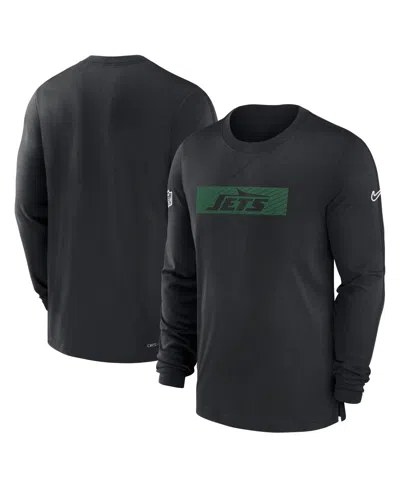 Nike Men's Black New York Jets Sideline Player Performance Long Sleeve T-shirt