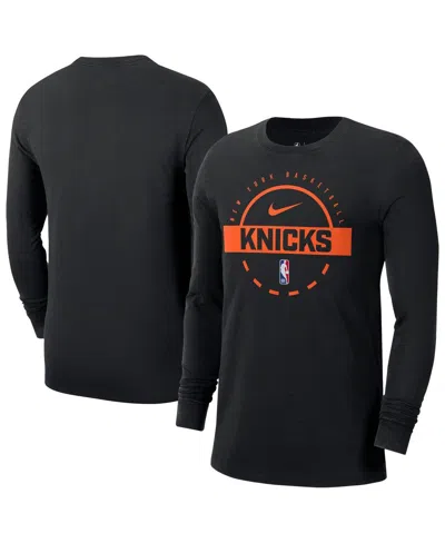 Nike Men's Black New York Knicks Authentic Long Sleeve Practice T-shirt