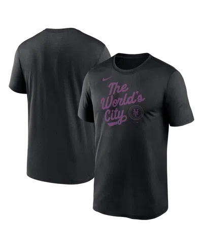Nike Men's Black New York Mets 2025 City Connect Team Phrase Script Legend Performance T-shirt