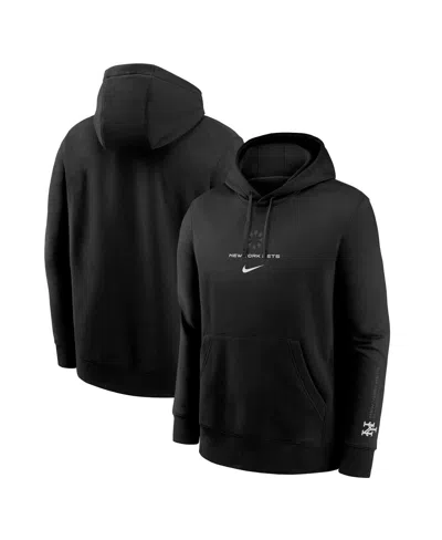 NIKE MEN'S BLACK NEW YORK METS LIGHTS OUT CLUB FLEECE PULLOVER HOODIE