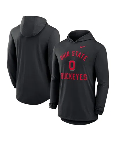 Nike Black Ohio State Buckeyes Classic Arch Tri-blend Performance Long Sleeve Hoodie T-shirt
