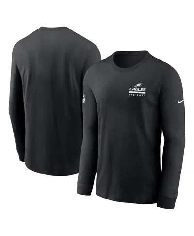 NIKE MEN'S BLACK PHILADELPHIA EAGLES SIDELINE PERFORMANCE LONG SLEEVE T-SHIRT