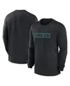 Nike Men's Black Philadelphia Eagles Sideline Player Performance Long Sleeve T-shirt In Black
