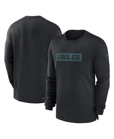 Nike Men's Black Philadelphia Eagles Sideline Player Performance Long Sleeve T-shirt