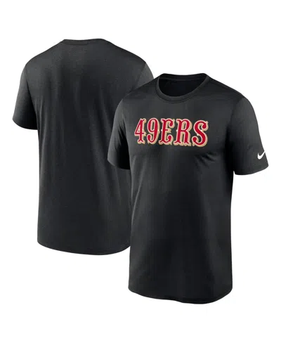 NIKE MEN'S BLACK SAN FRANCISCO 49ERS PRIMETIME LEGEND WORDMARK PERFORMANCE T-SHIRT