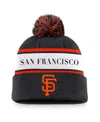 Nike San Francisco Giants Team Stripe Peak  Men's Mlb Cuffed Pom Beanie In Black