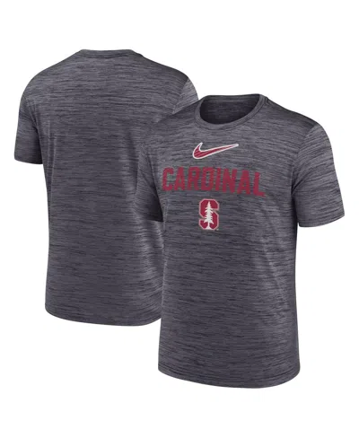 Nike Men's Black Stanford Cardinal Campus Slant Velocity Performance T-shirt In Gray