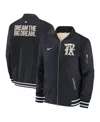 Nike Men's Black Texas Rangers Authentic Collection City Connect Full-zip Bomber Jacket In Black