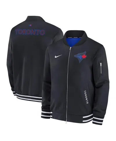 NIKE MEN'S BLACK TORONTO BLUE JAYS AUTHENTIC COLLECTION CITY CONNECT FULL-ZIP BOMBER JACKET
