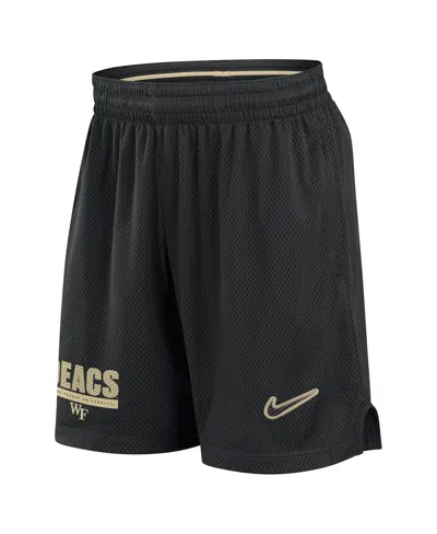 Nike Men's Black Wake Forest Demon Deacons 2024 Sideline Mesh Shorts In Black Gold