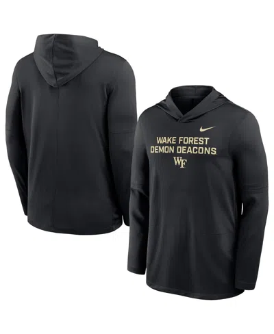 Nike Men's Black Wake Forest Demon Deacons 2025 Sideline Dri-fit Long Sleeve Hoodie T-shirt