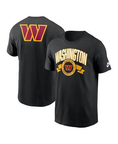 NIKE MEN'S BLACK WASHINGTON COMMANDERS REWIND FRONT AND BACK HIT ESSENTIAL T-SHIRT