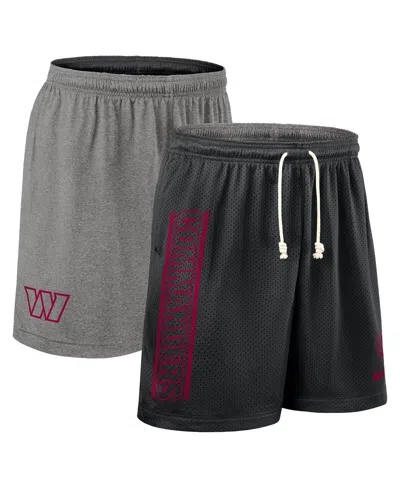 Nike Men's Black Washington Commanders Sideline Reversible Performance Shorts In Gray