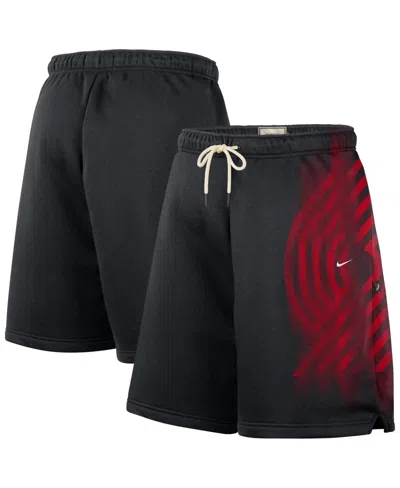 Nike Men's Black/ White Portland Trail Blazers Icon Practice Fleece Shorts