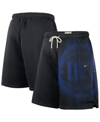 Nike Men's Black/blue Detroit Pistons Icon Practice Fleece Shorts In Multi
