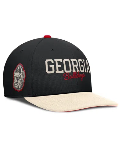 Nike Men's Black/cream Georgia Bulldogs Pro Legacy Script Snapback Hat In Multi