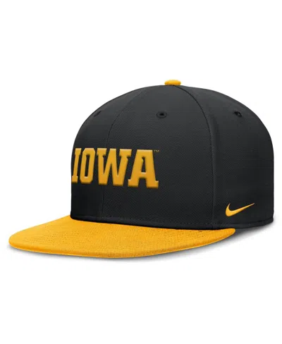 Nike Men's Black/gold Iowa Hawkeyes Two-tone Primetime Performance Fitted Hat In Black,gold