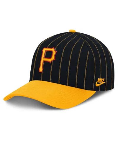 Nike Men's Black/gold Pittsburgh Pirates Cooperstown Rise A-frame Adjustable Hat In Black,gold