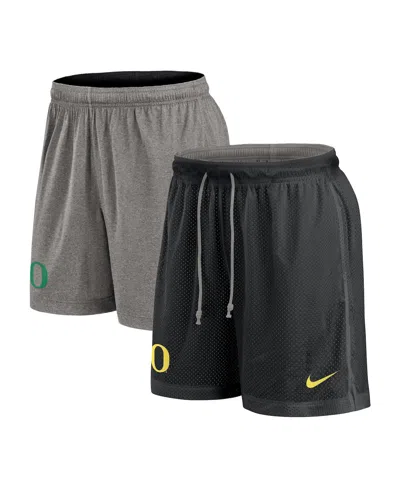 Nike Men's Black/heather Gray Oregon Ducks Player Reversible Shorts In Multi